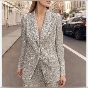 Express Silver Sequin Blazer Jacket-Medium- MSRP $198